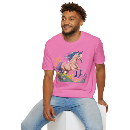 Unisex Horse Shirt With Animal Design Gildan Softstyle 64000 Tee