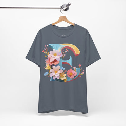 Natural Cotton Tee Shirt - Letters Collection - E Printify