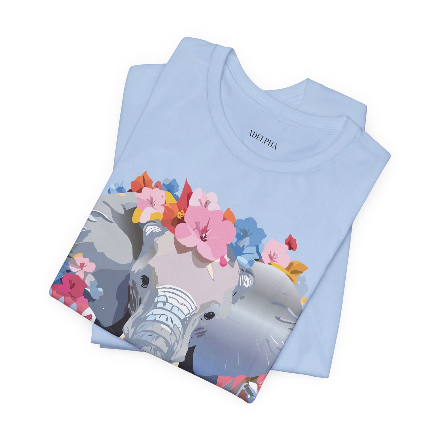 T-shirt en coton naturel avec motif éléphant