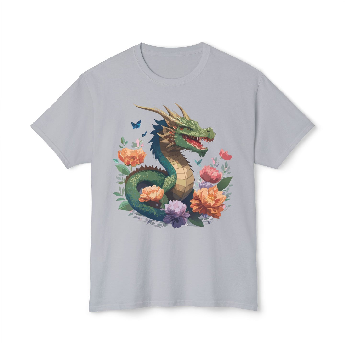 Dragon T-Shirt, Vintage Dragon Tee, Floral Tees, Dragon Art Design Shirt, Tee Shirt with Dragon 6