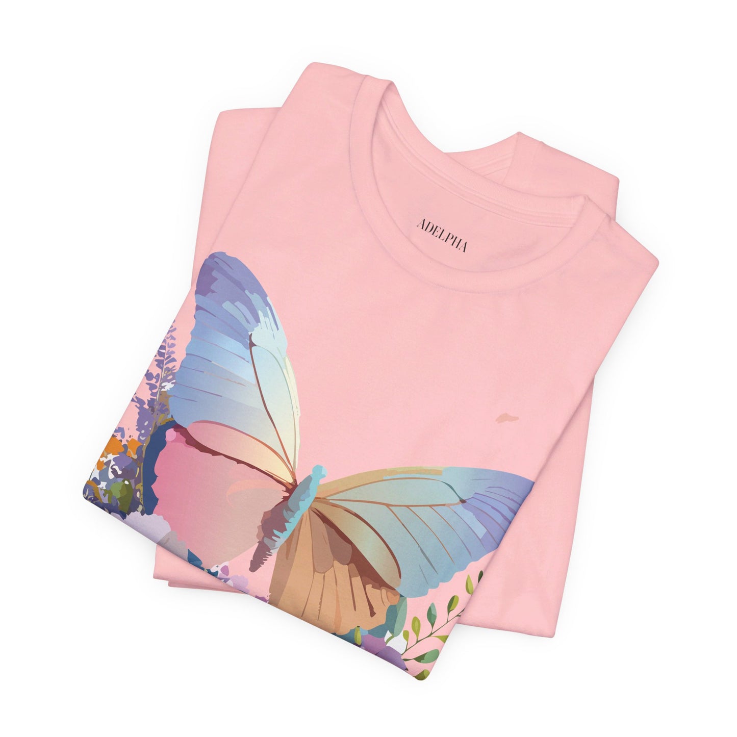 Natural Cotton Tee Shirt with Butterfly