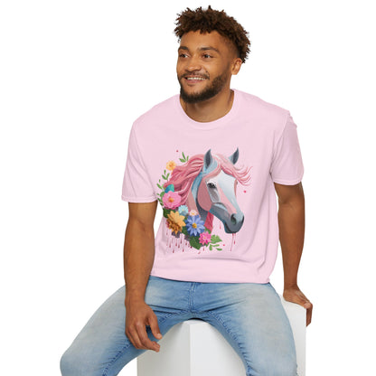 Unisex Horse Shirt Softstyle Cotton Tee With Animal Print Design