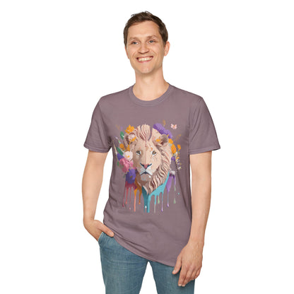 Unisex Lion Shirt Floral Lion Tee Softstyle 64000 Gildan Cotton Tee