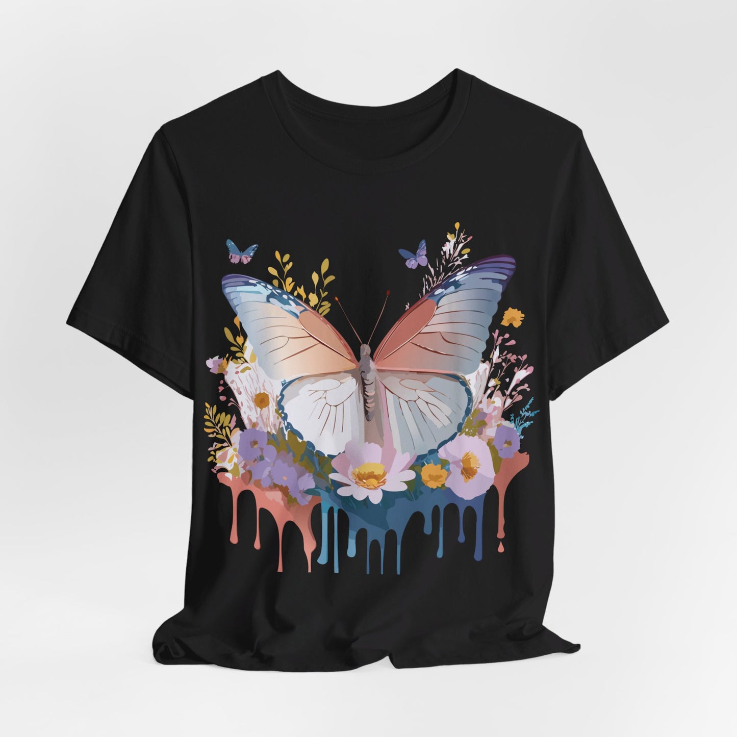 Natural Cotton Tee Shirt with Butterfly