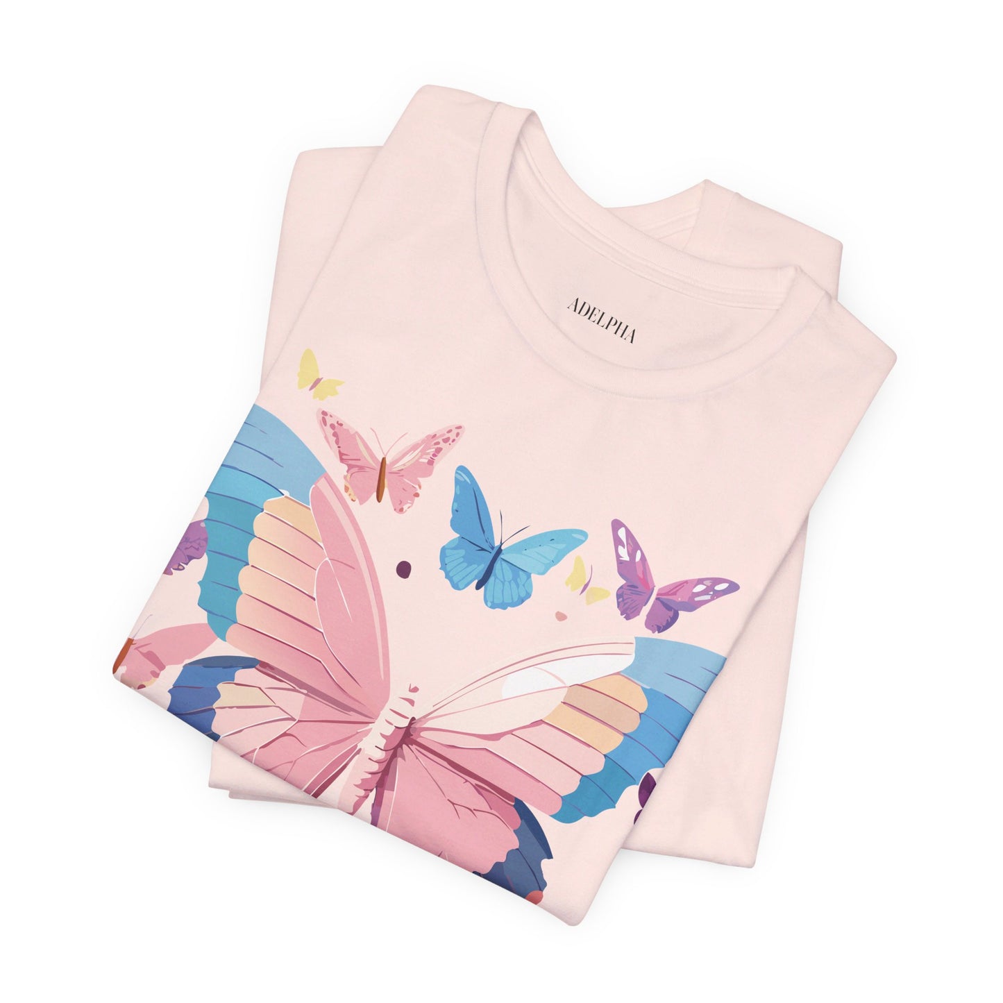 Natural Cotton Tee Shirt with Butterfly