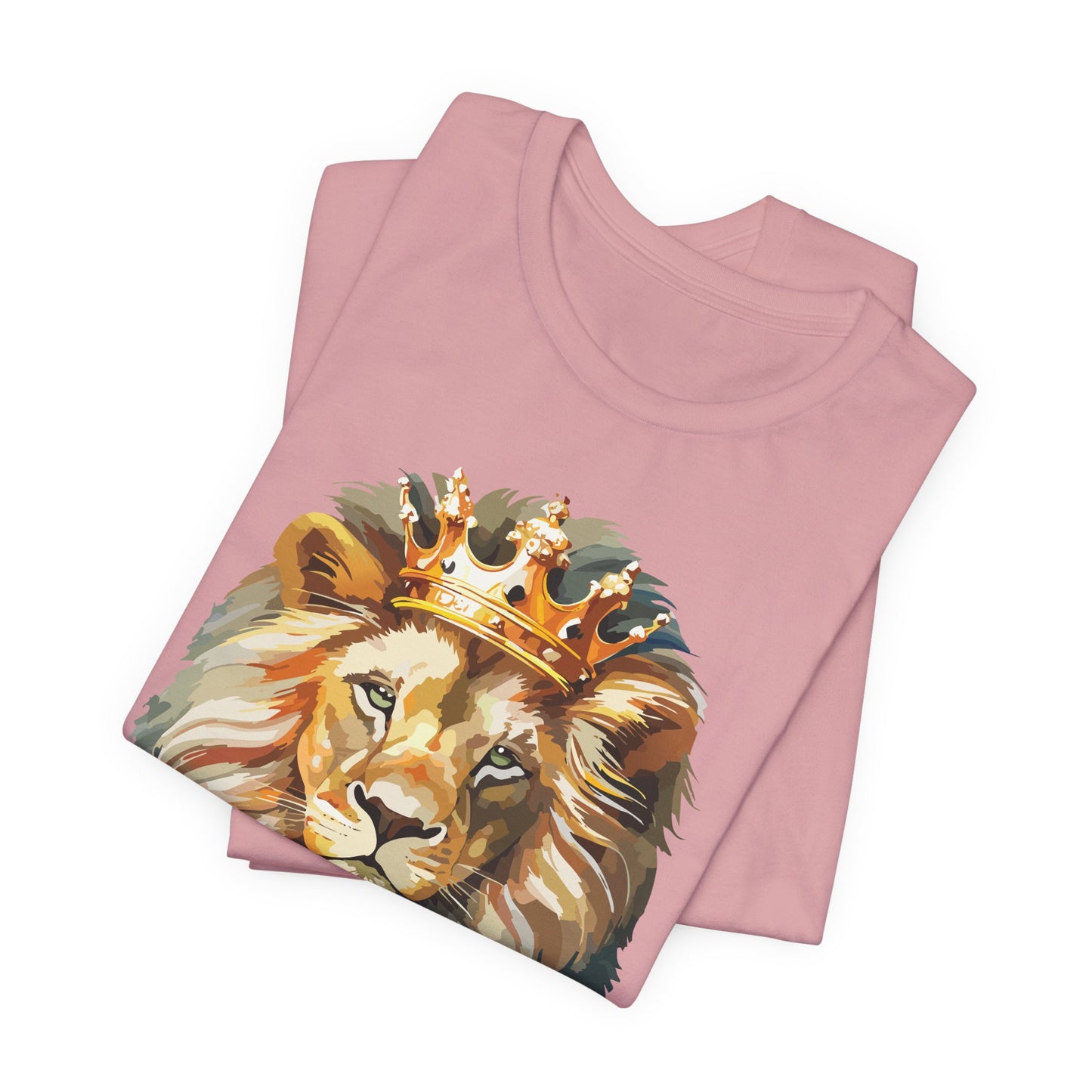 Lion with Crown Tee Unisex Cotton T-Shirt Regal King Lion Illustration, Wildlife Graphic Shirt - 1