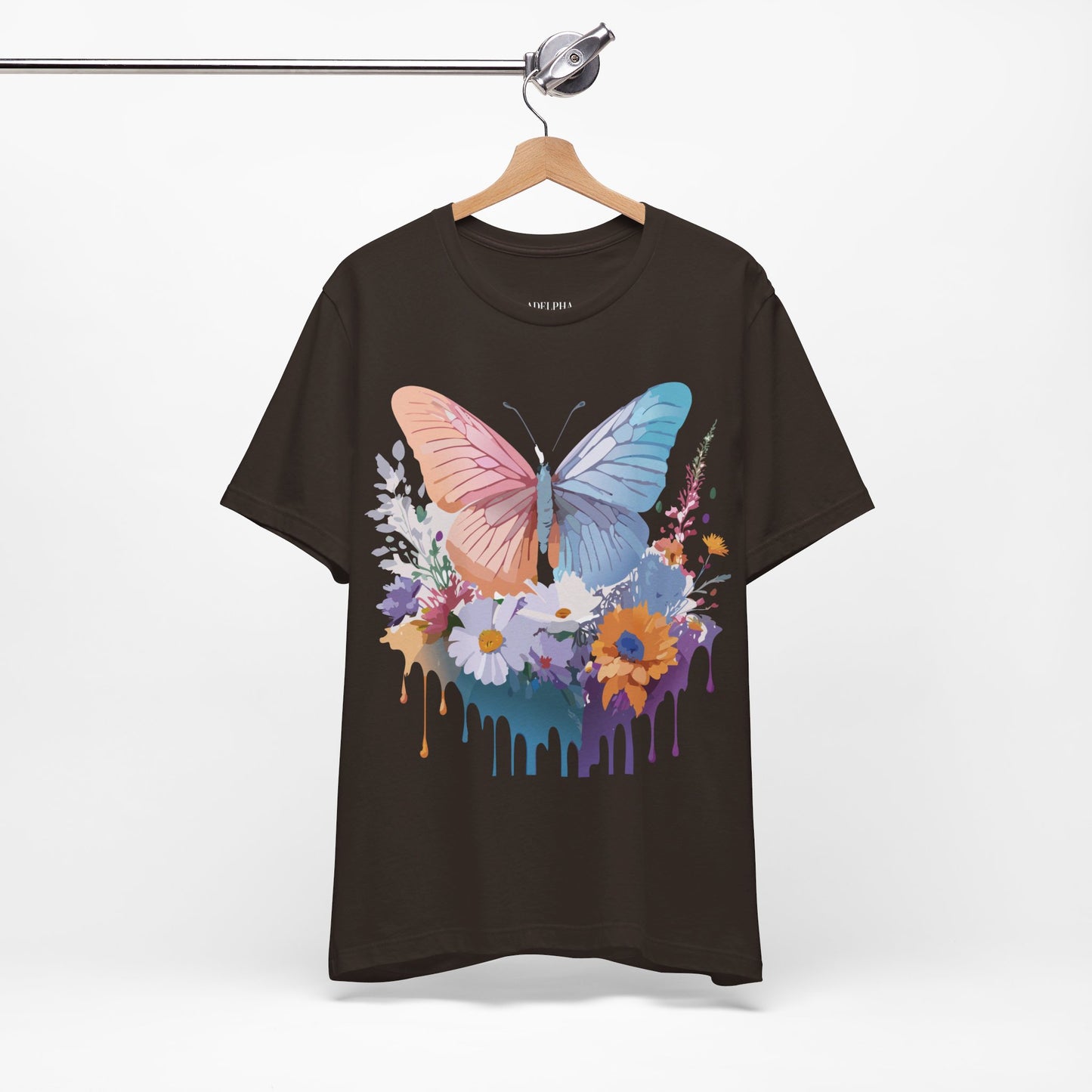 Natural Cotton Tee Shirt with Butterfly