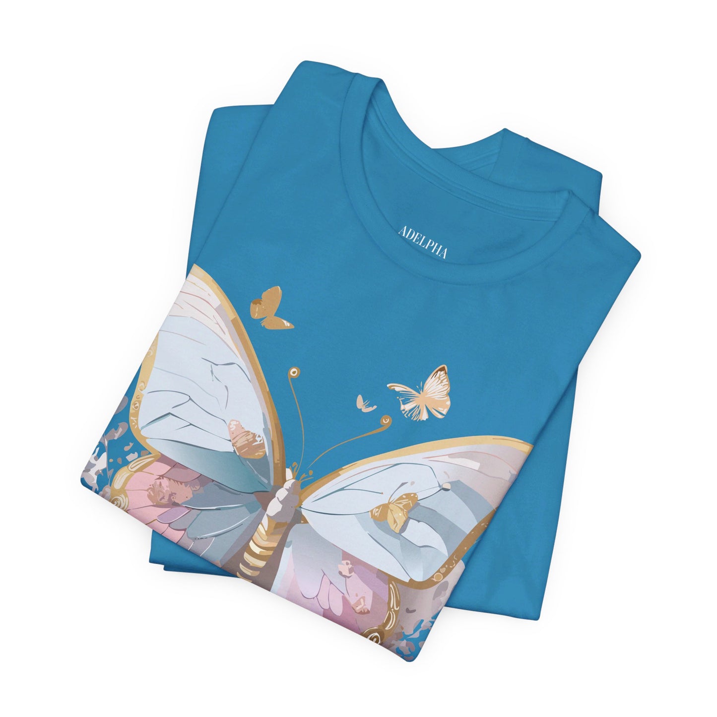 Natural Cotton Tee Shirt with Butterfly