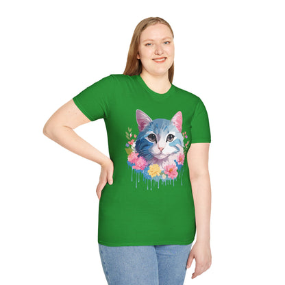 Cat Shirt Unisex Cat Tee Kitten Print Gildan Softstyle 64000