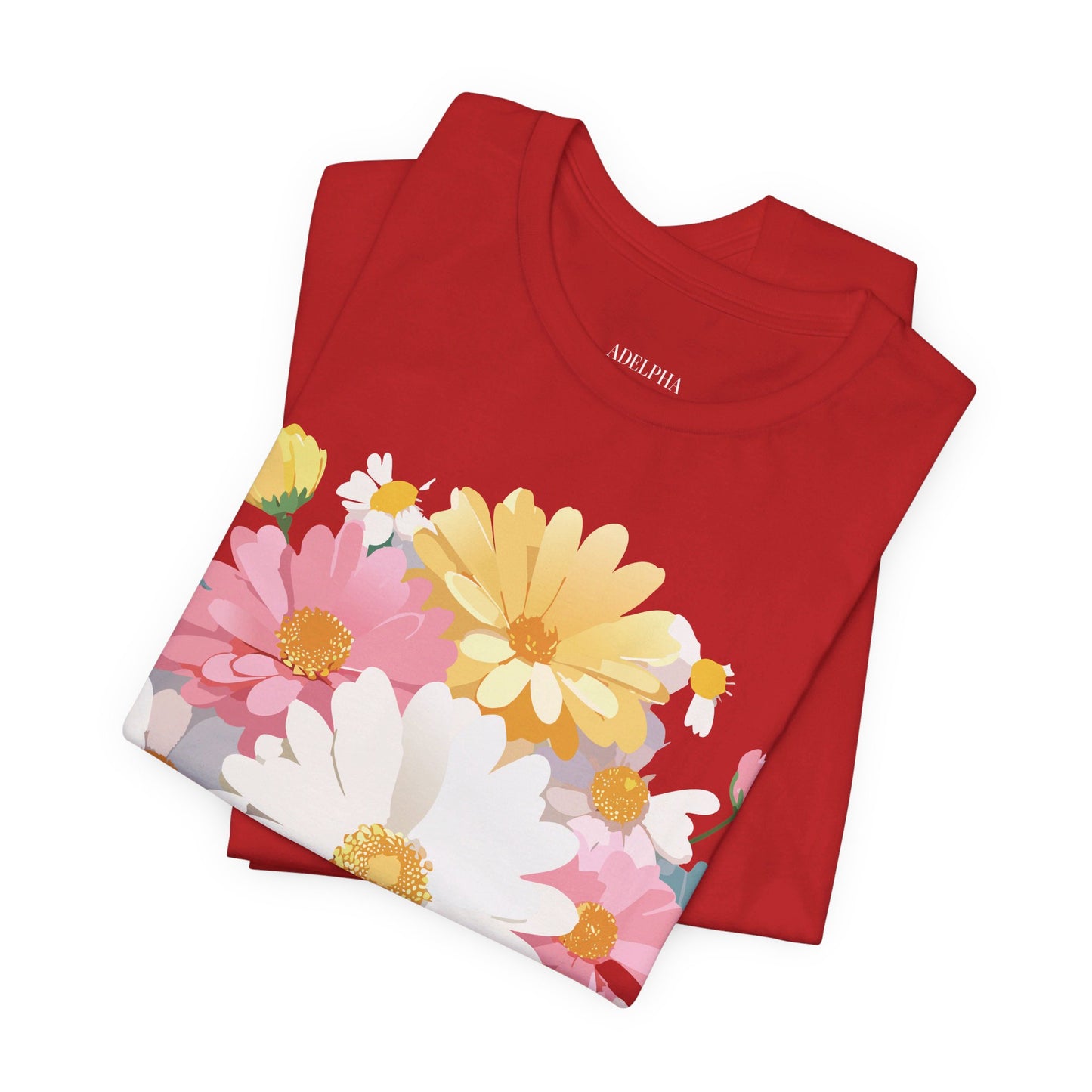 T-shirt en coton naturel avec fleurs