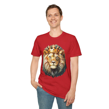 Unisex Lion Print T Shirt Softstyle 64000 One Hundred Percent Ring Spun Cotton