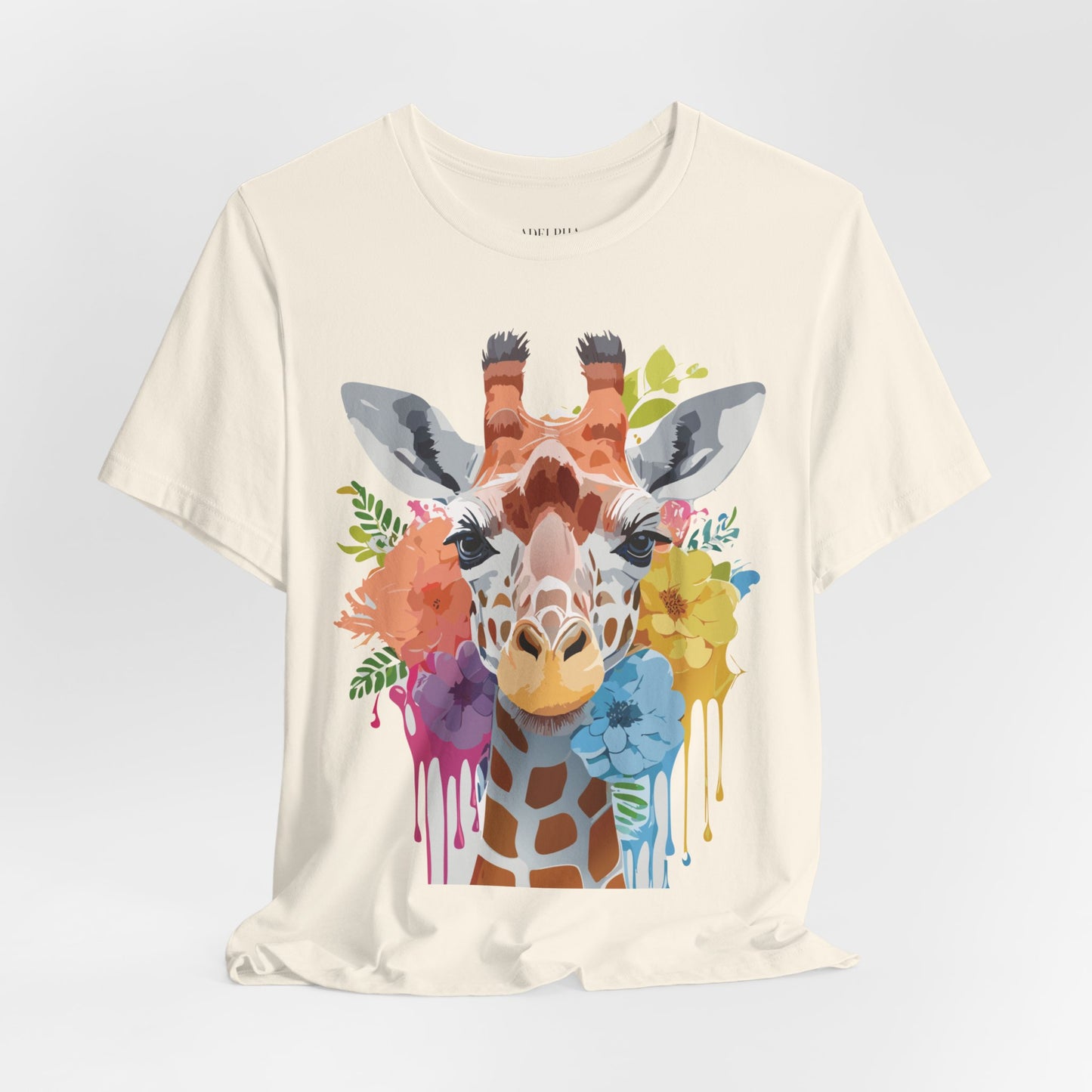 Natural Cotton Tee Shirt with Giraffe