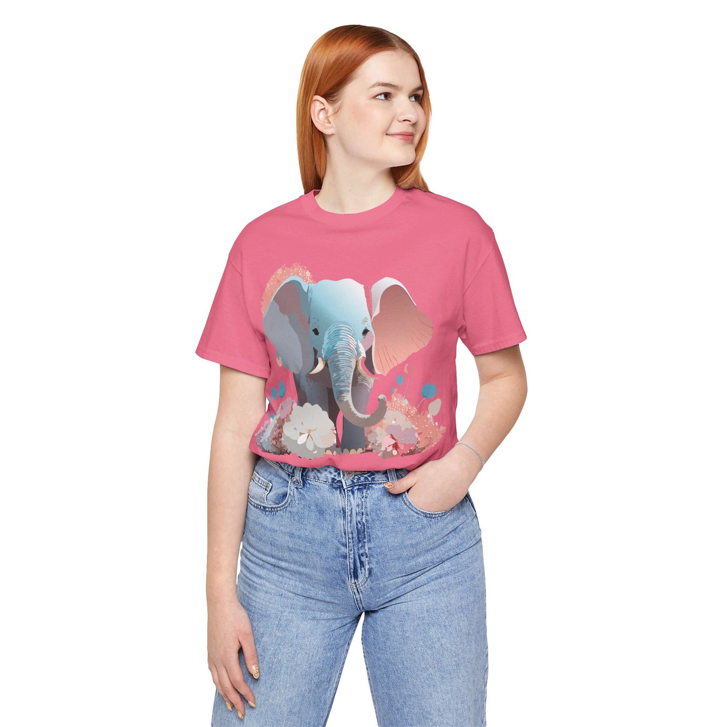 T-shirt en coton naturel avec motif éléphant