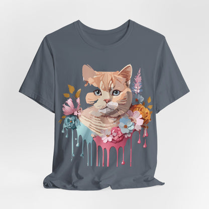 Natural Cotton Tee Shirt with Cat Printify