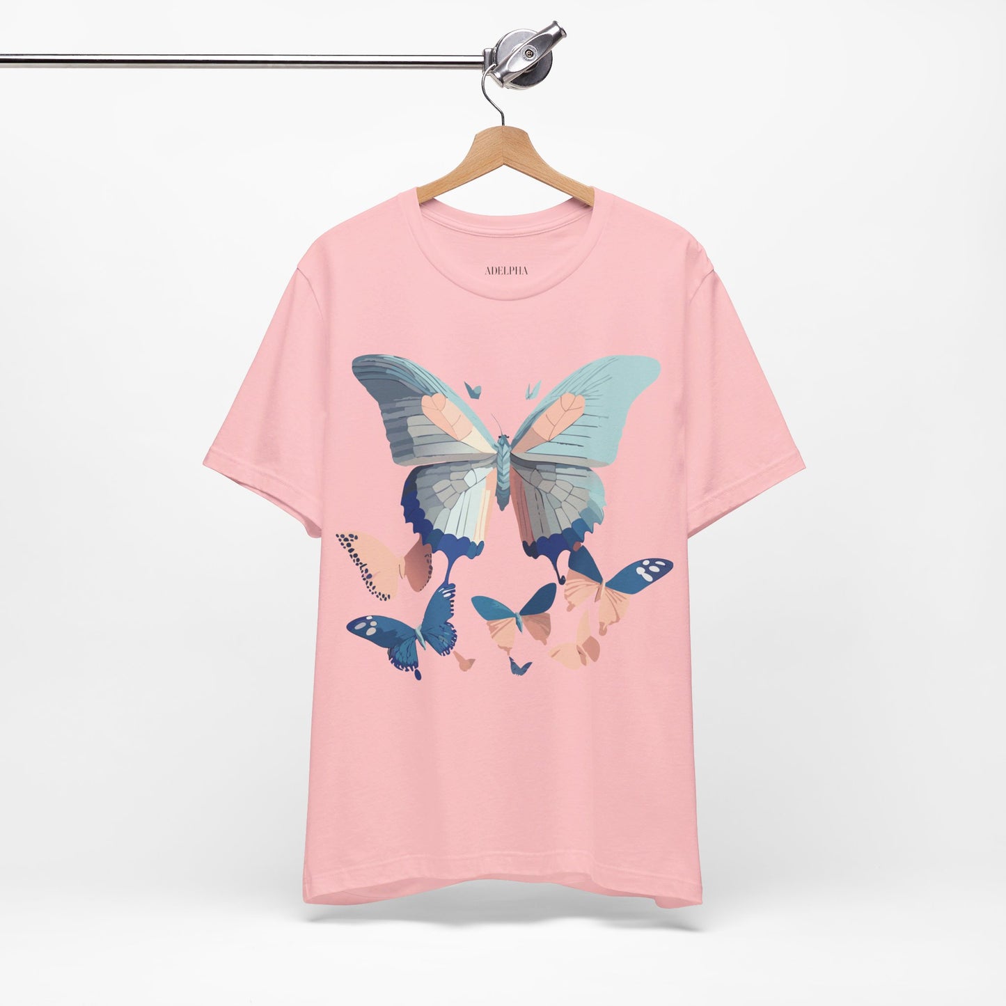 Natural Cotton Tee Shirt with Butterfly