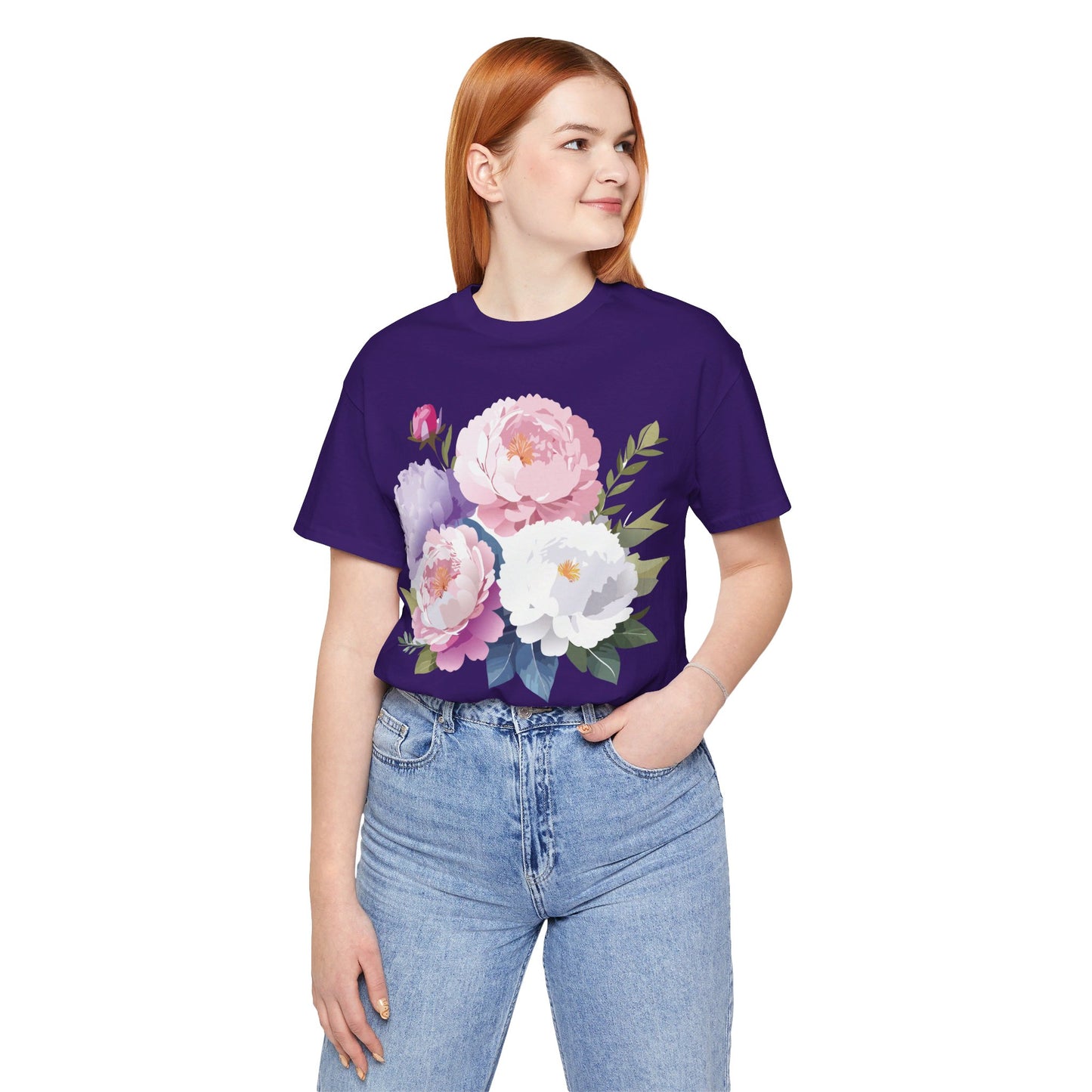 T-Shirt aus natürlicher Baumwolle mit Blumen