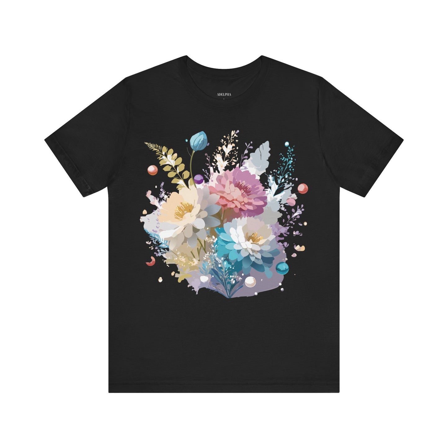 Natural Cotton Tee Shirt with Flowers