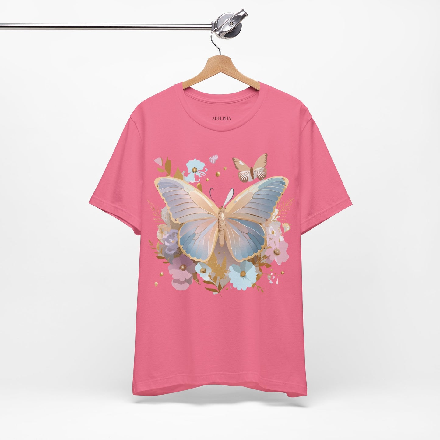 Natural Cotton Tee Shirt with Butterfly