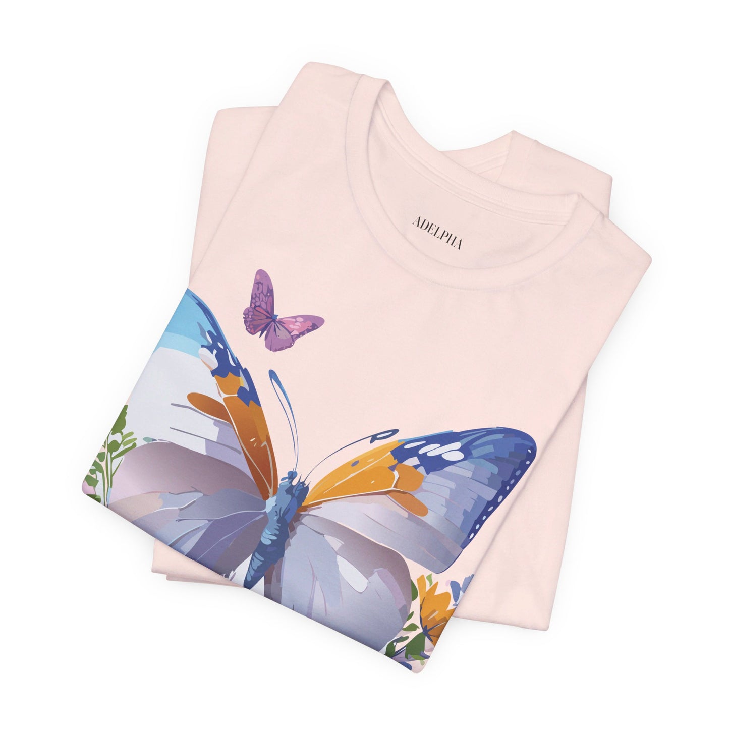 Natural Cotton Tee Shirt with Butterfly