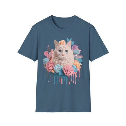 Cat Shirt Unisex Short Sleeve Cat Tee Kitten Design Gildan Softstyle 64000 Tee