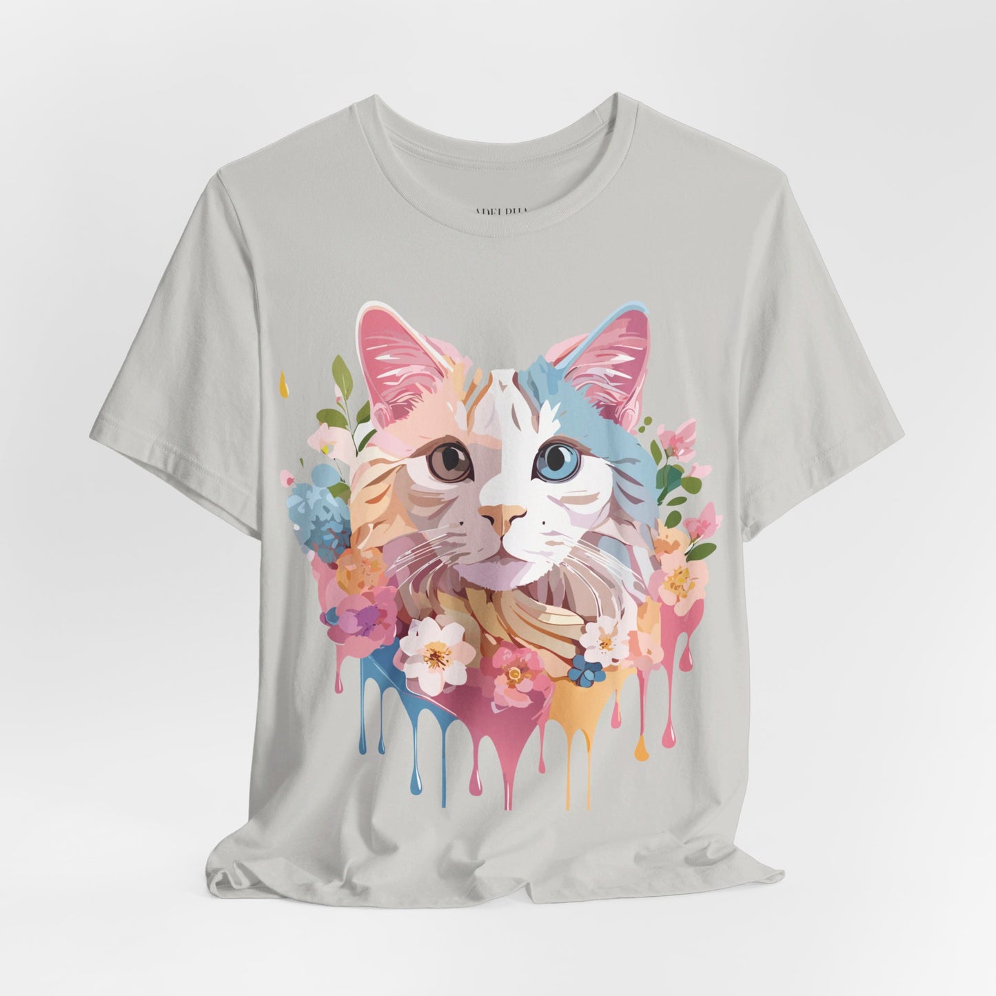 Natural Cotton Tee Shirt with Cat