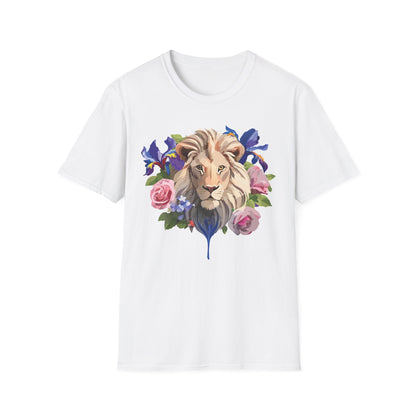 Unisex Lion Shirt Floral Lion Tee Softstyle Gildan 64000 100 Percent Cotton