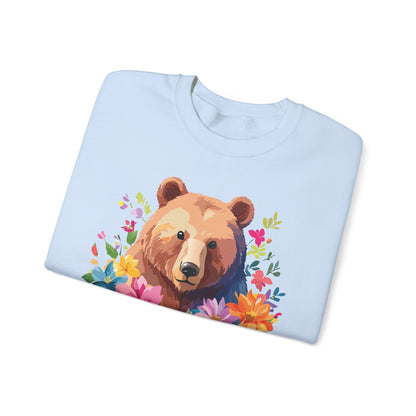 Unisex Floral Bear Sweatshirt With Art Design Animals Sweatshirt