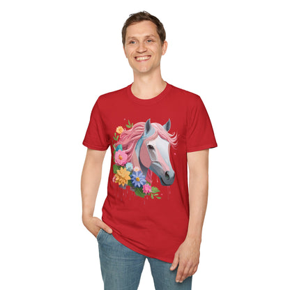 Unisex Horse Shirt Softstyle Cotton Tee With Animal Print Design