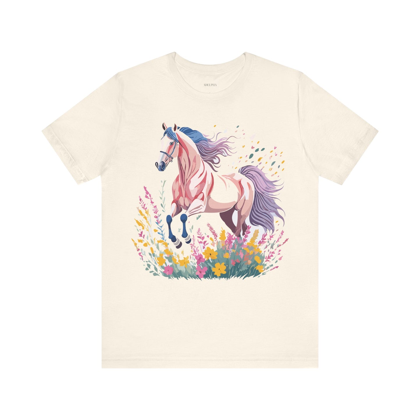 Natural Cotton Tee Shirt with Horse