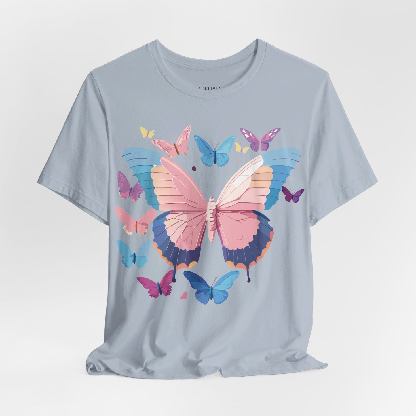 Natural Cotton Tee Shirt with Butterfly