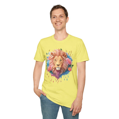Lion Shirt Unisex Floral Lion Tee 100 Percent Cotton Softstyle Gildan 64000