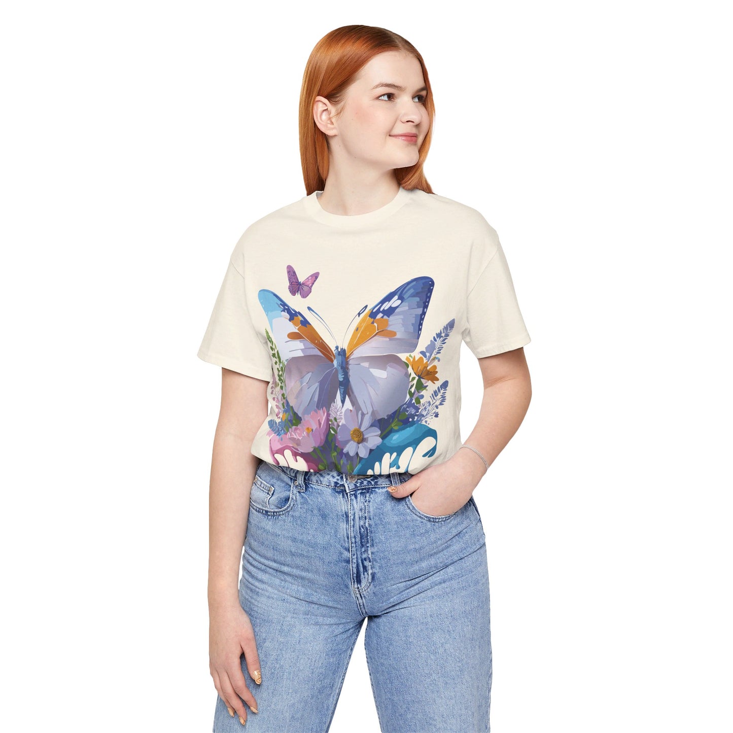 T-Shirt aus natürlicher Baumwolle mit Schmetterling