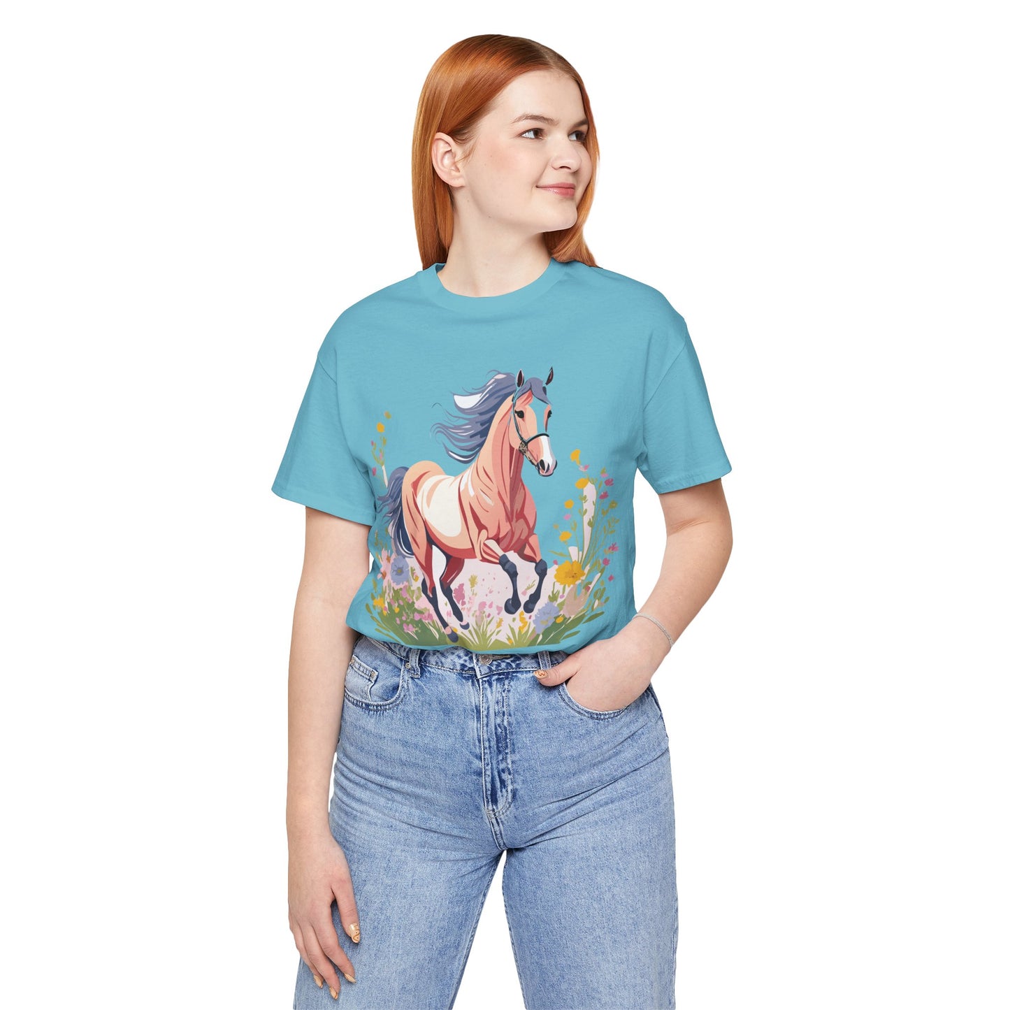 Natural Cotton Tee Shirt with Horse