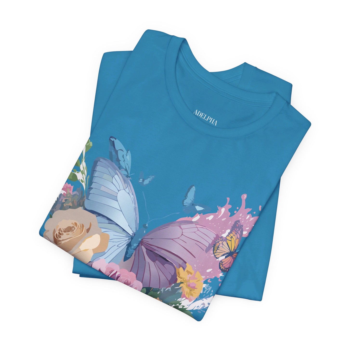 Natural Cotton Tee Shirt with Butterfly