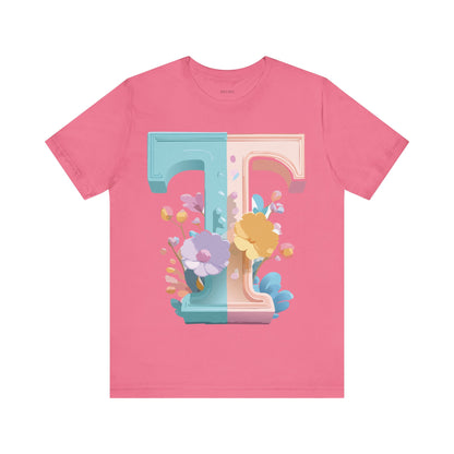 Natural Cotton Tee Shirt - Letters Collection - T Printify