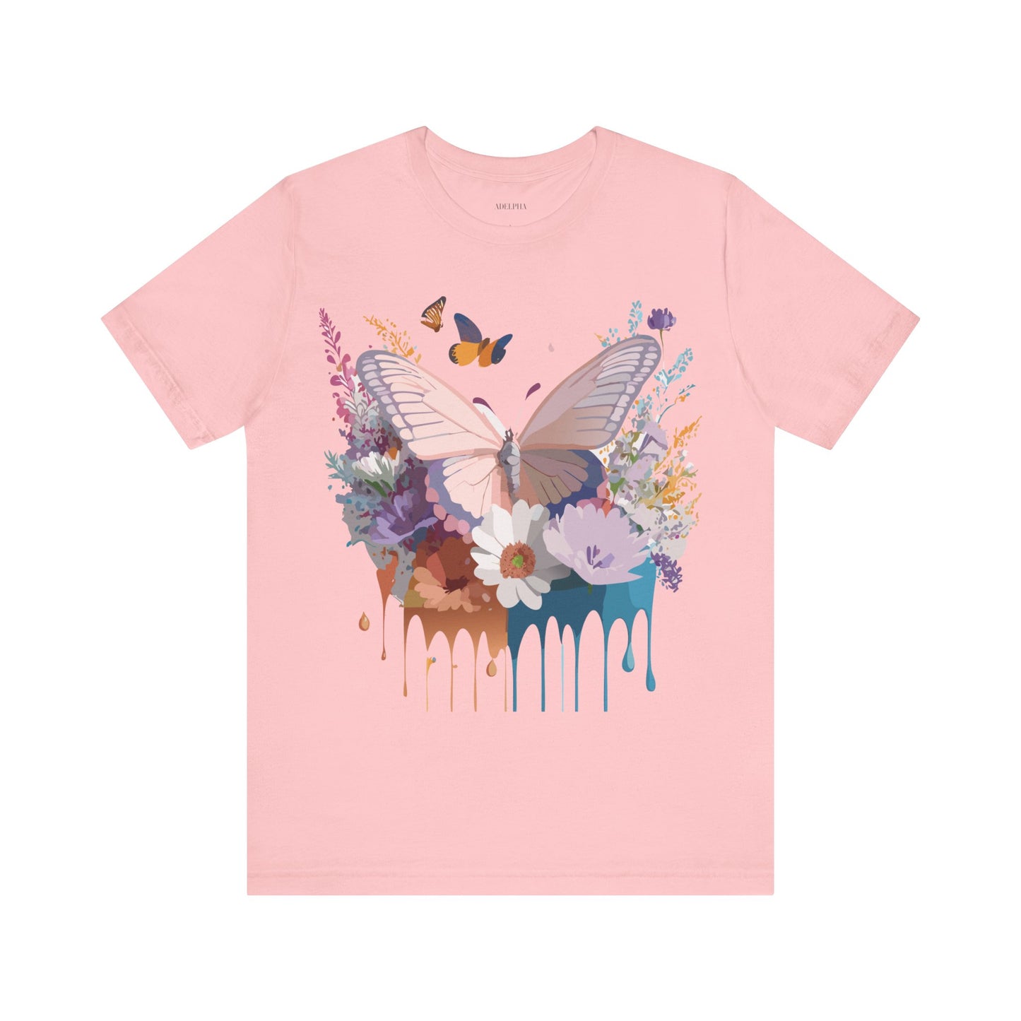 Natural Cotton Tee Shirt with Butterfly