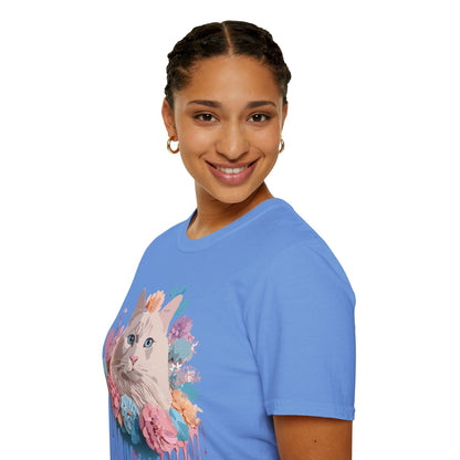 Cat Shirt Unisex Short Sleeve Cat Tee Kitten Design Gildan Softstyle 64000 Tee