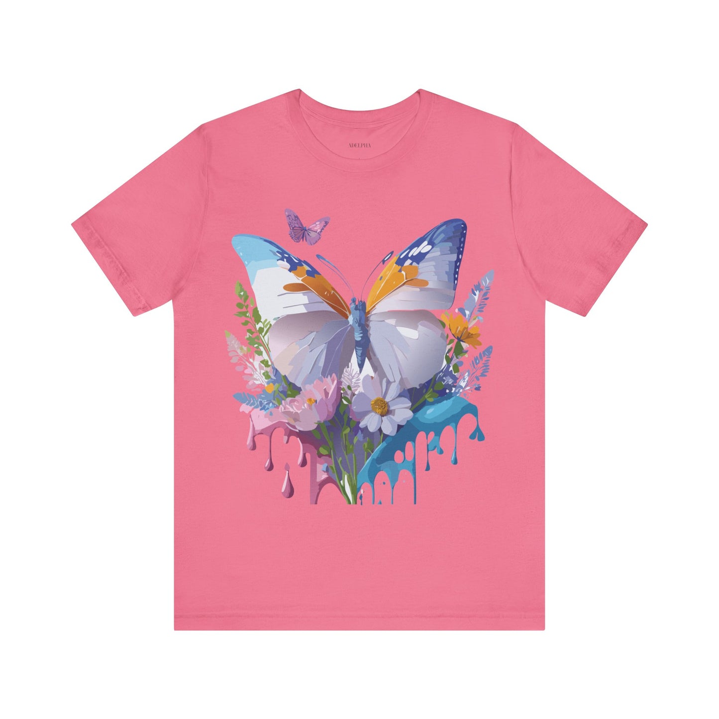 Natural Cotton Tee Shirt with Butterfly