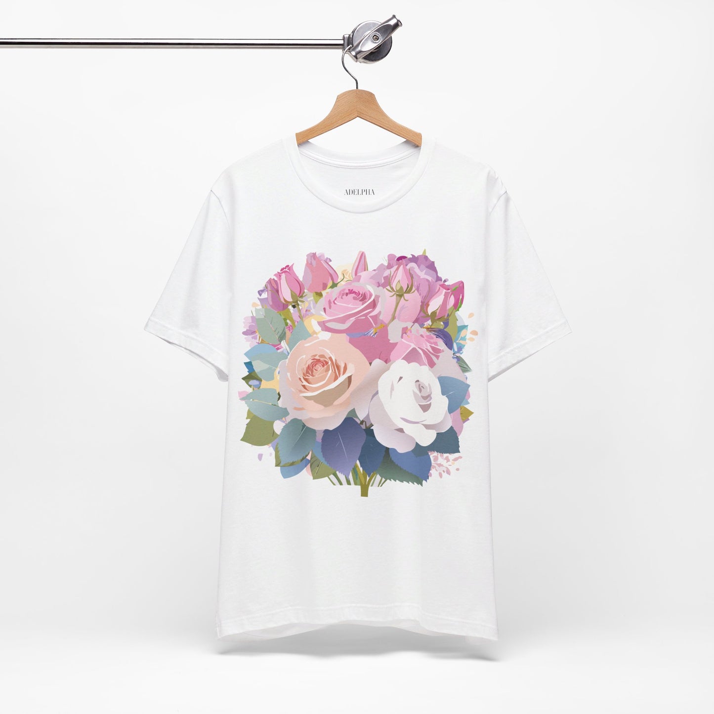 Natural Cotton Tee Shirt with Flowers