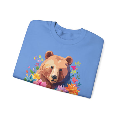 Unisex Floral Bear Sweatshirt With Art Design Animals Sweatshirt