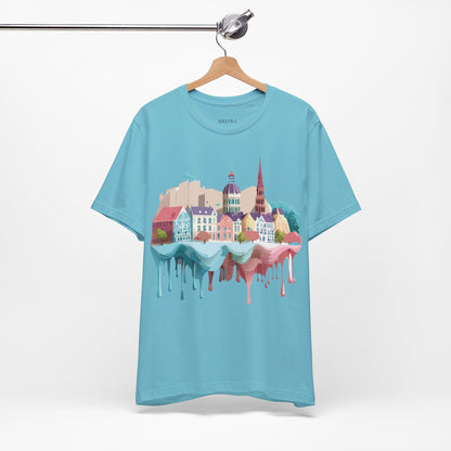 Natural Cotton Tee Shirt - Beautiful Places Collection - Warnemünde and Rostock - Germany Printify