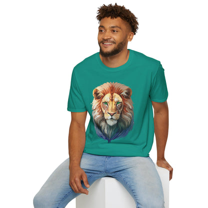 Gildan Softstyle Lion Shirt Unisex Floral Tee Animal Print Tee