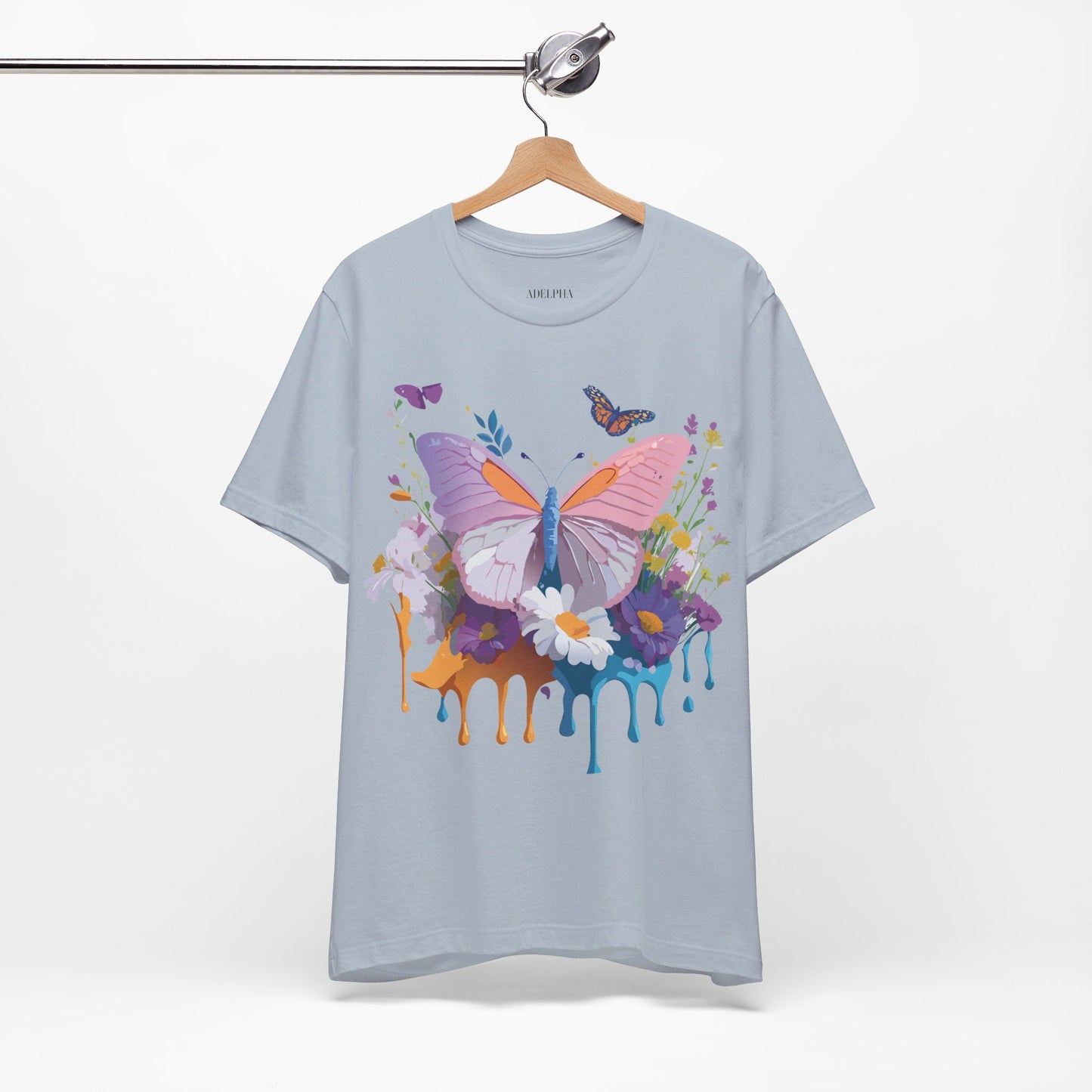 Natural Cotton Tee Shirt with Butterfly