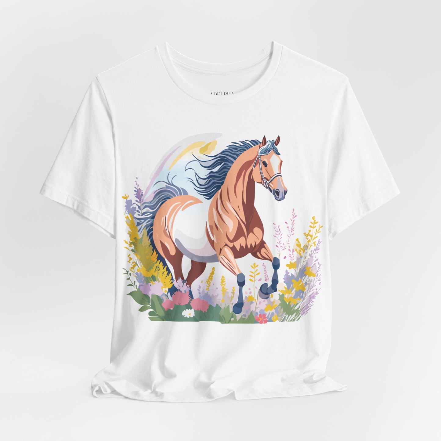 Natural Cotton Tee Shirt with Horse