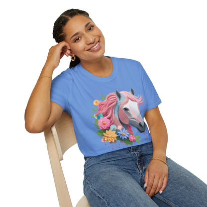 Unisex Horse Shirt Softstyle Cotton Tee With Animal Print Design