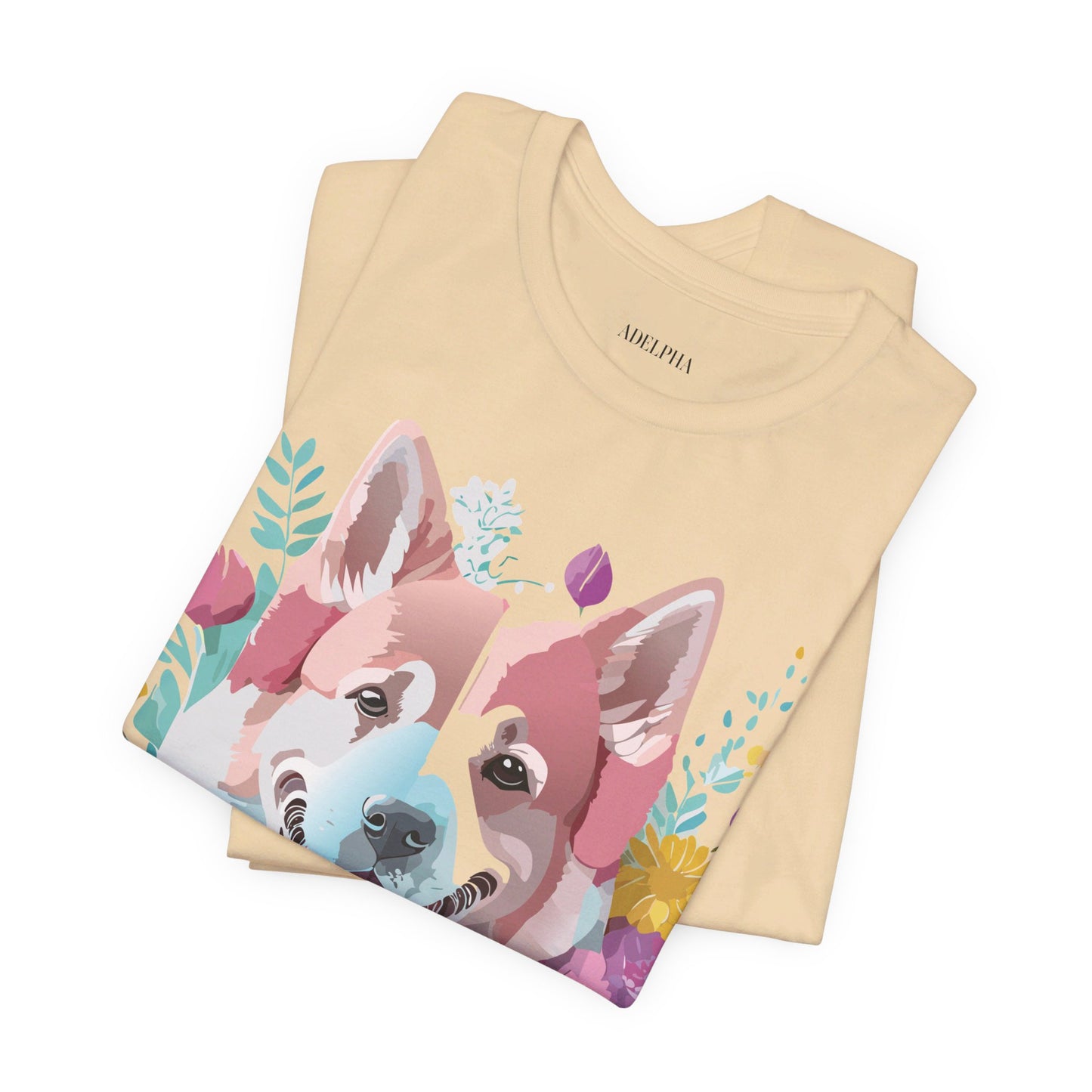 Natural Cotton Tee Shirt with Dog