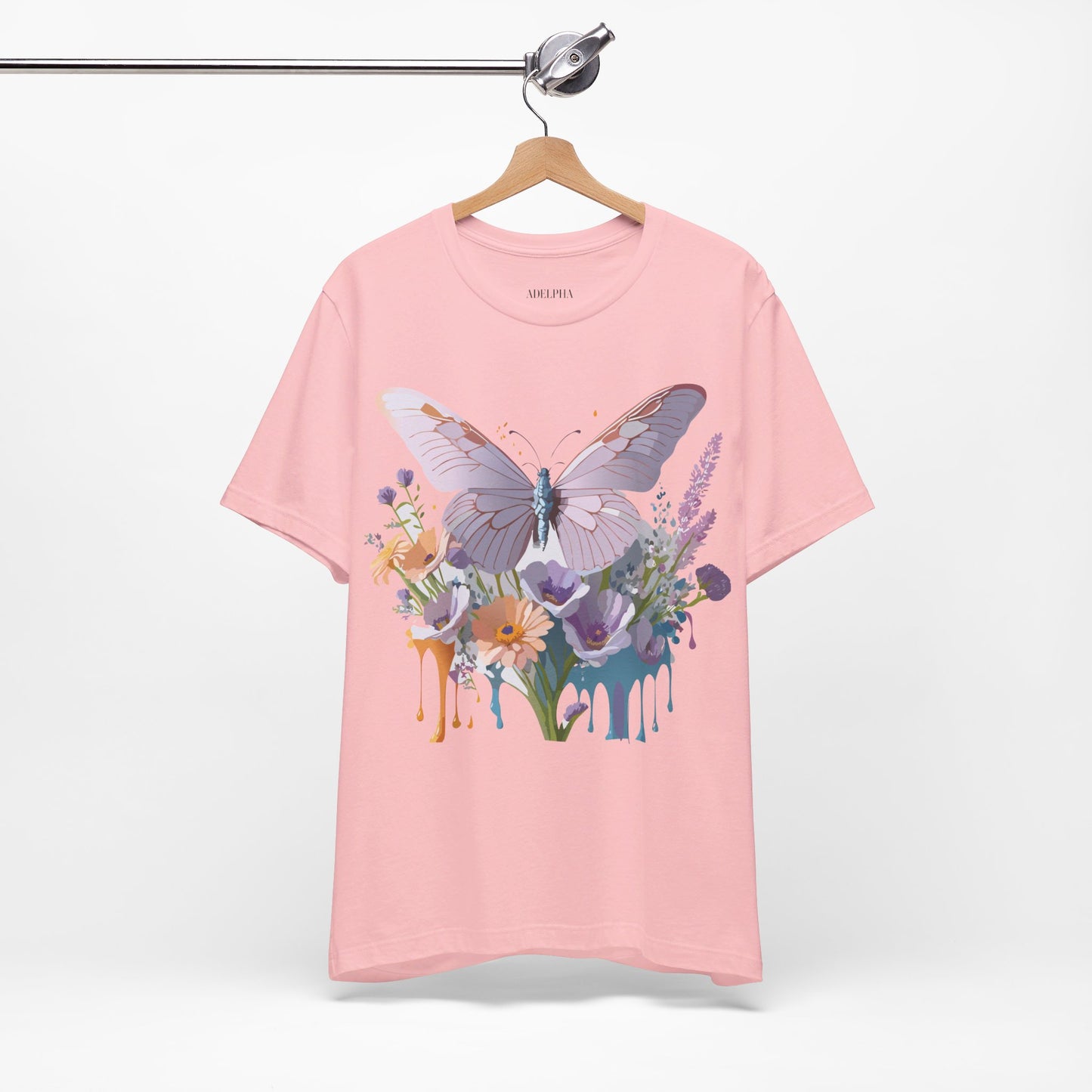 Natural Cotton Tee Shirt with Butterfly