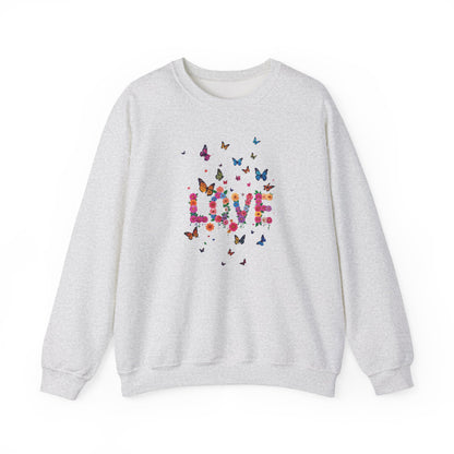 Unisex Floral Love Butterfly Sweatshirt 50 50 Cotton Poly Valentines Day
