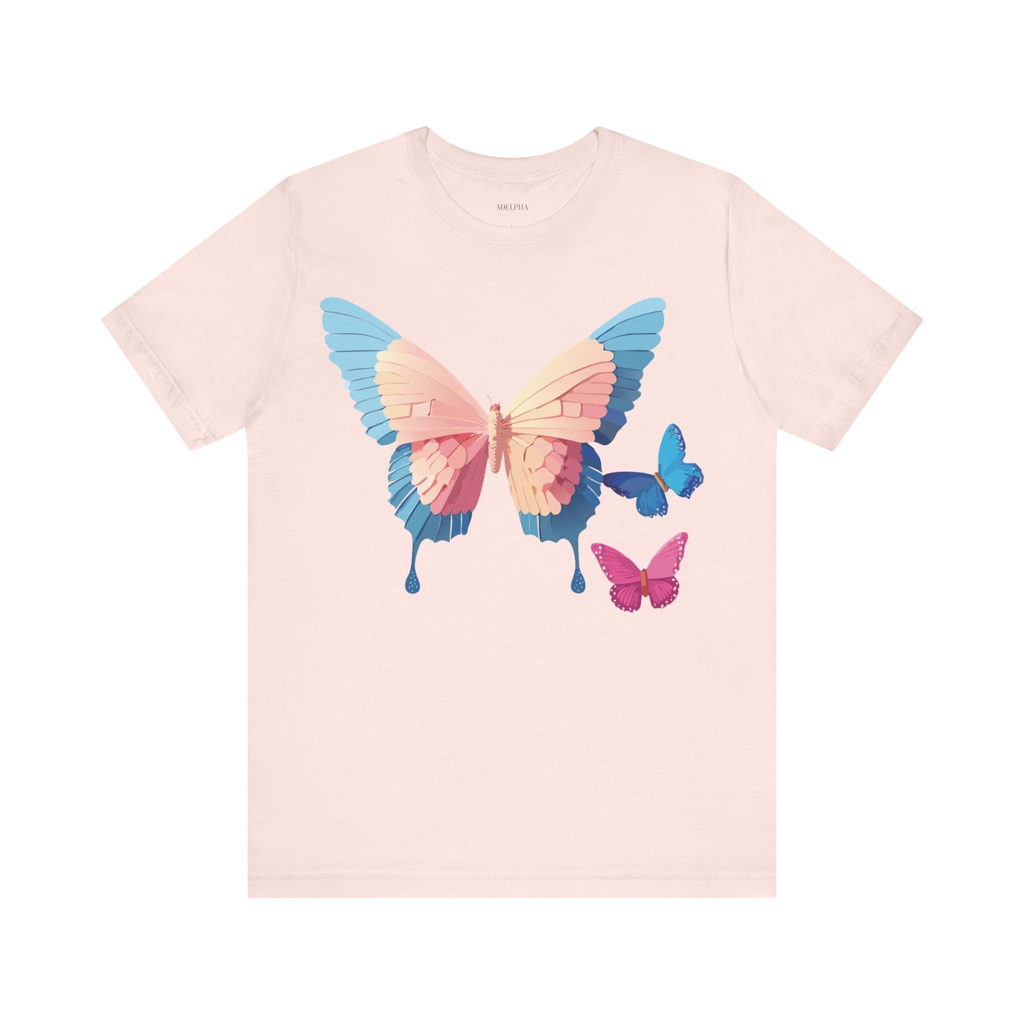 Natural Cotton Tee Shirt with Butterfly