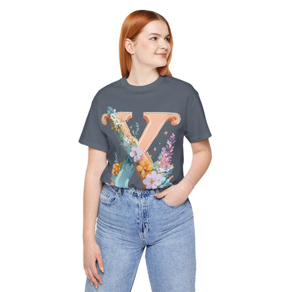 Natural Cotton Tee Shirt - Letters Collection - X Printify